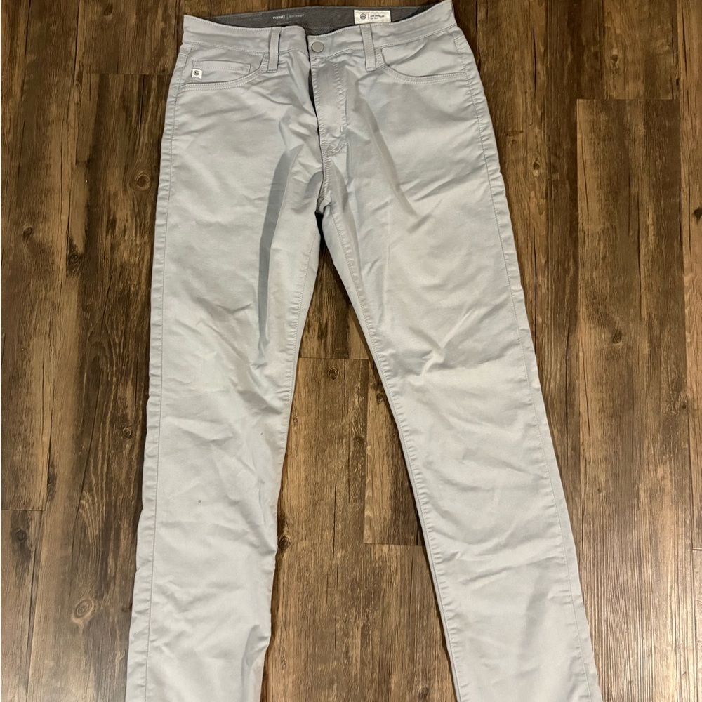 AG Light Gray Everett Slim Straight Pants | Italian Fabric